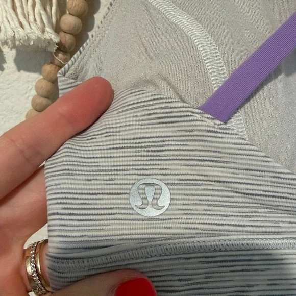 Heathered gray and purple lululemon sports bra size 4 - Picture 3 of 4